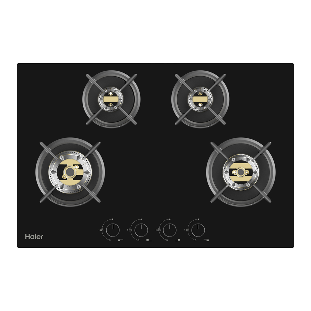 Haier Full Brass 4 Burner Auto ignition Hybrid-Hob with metal Knobs